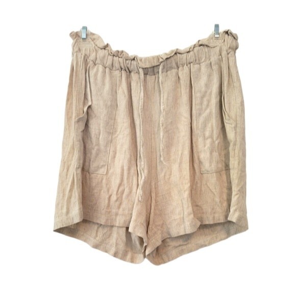 Oak + Fort Beige Linen Blend Shorts Size Medium - Picture 1 of 5